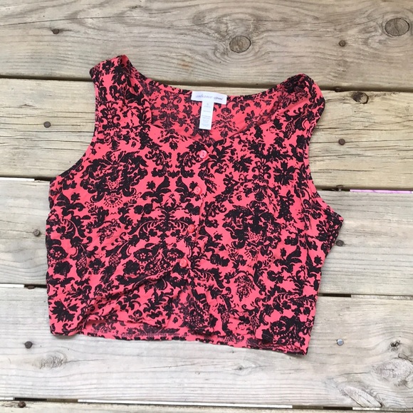 Ambiance Tops - Black and pink crop top